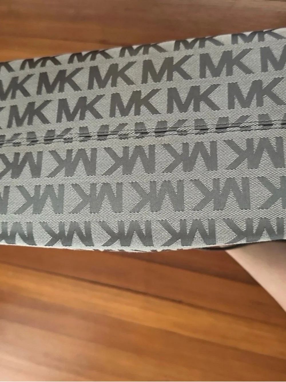Michael Kors Brown and Gray MK Logo Tote with Tassel Charm